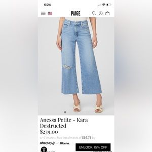 Anessa style, wide-leg petite Paige jeans